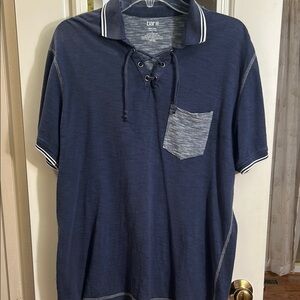 Bar III Navy Blue Men's Shirt with Pocket 100 percent cotton preowned